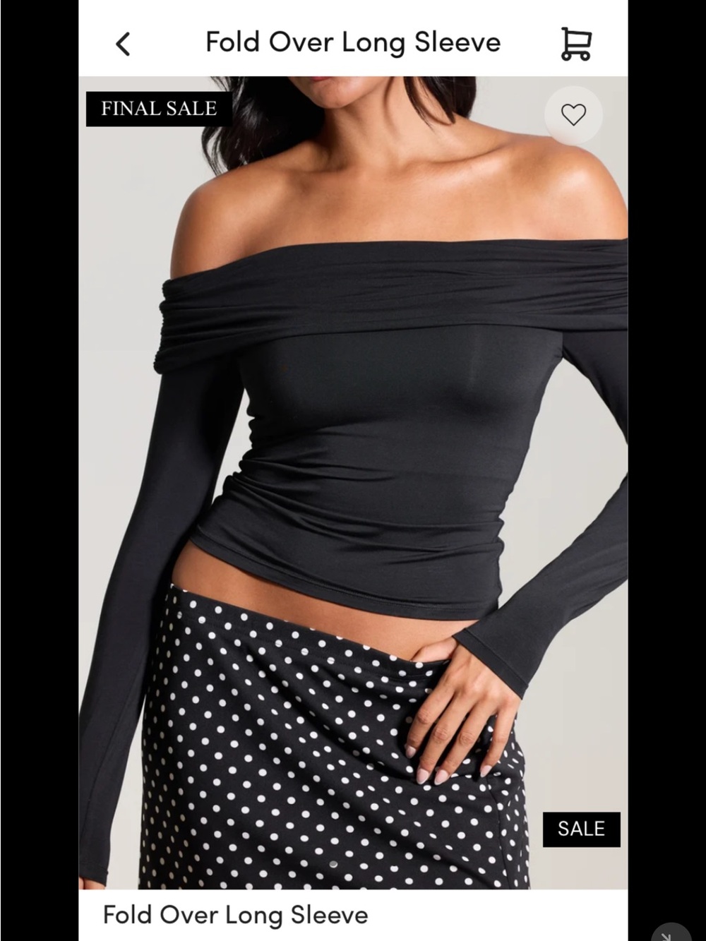 Klassy Network Black Off-Shoulder Fold-Over Long Sleeve Top